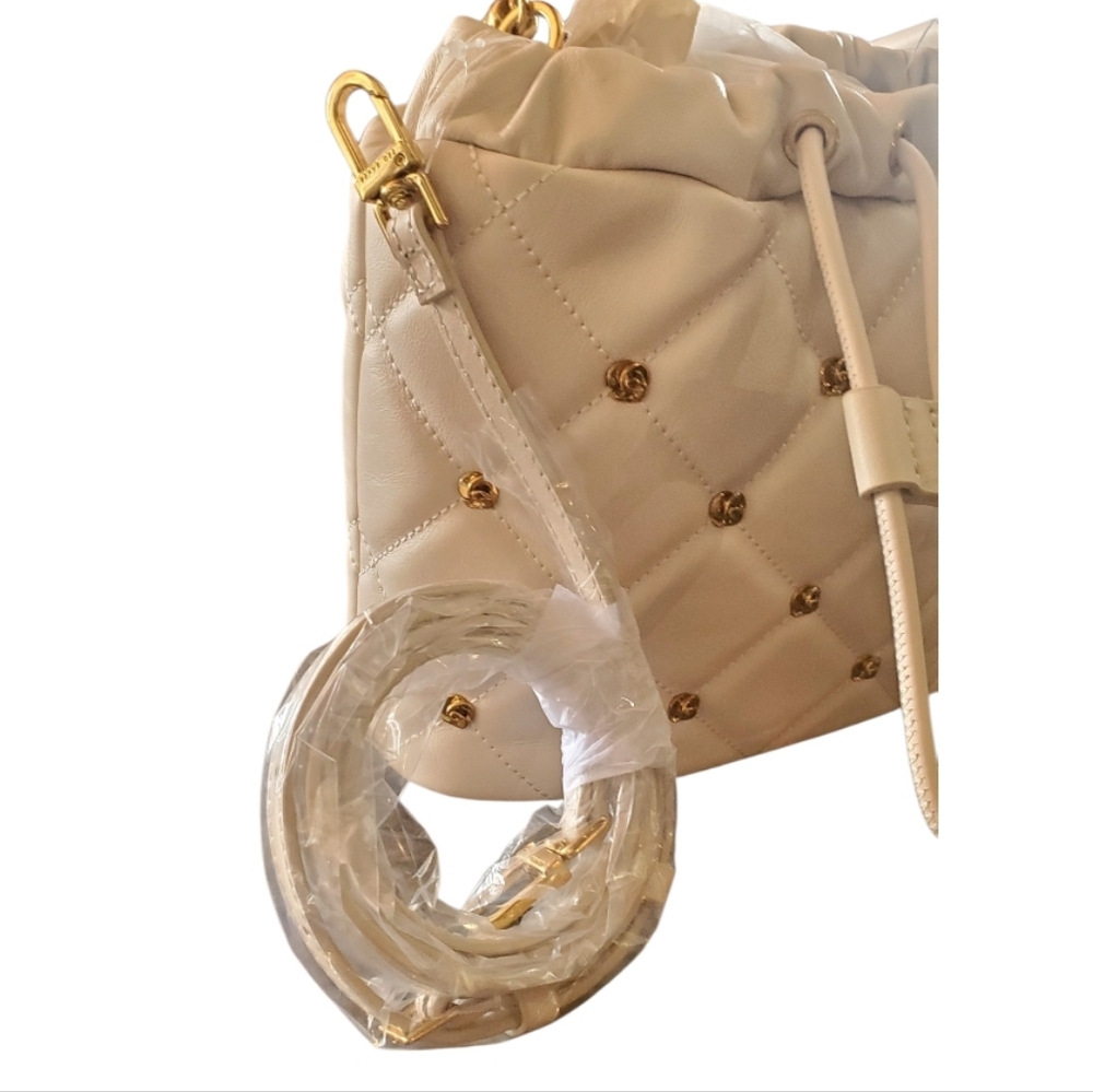 Ted Baker London Jenny Floral Stud Satchel Soft White Leather Quilted Bag - Picture 3 of 11